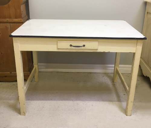 vintage enamel top baking table